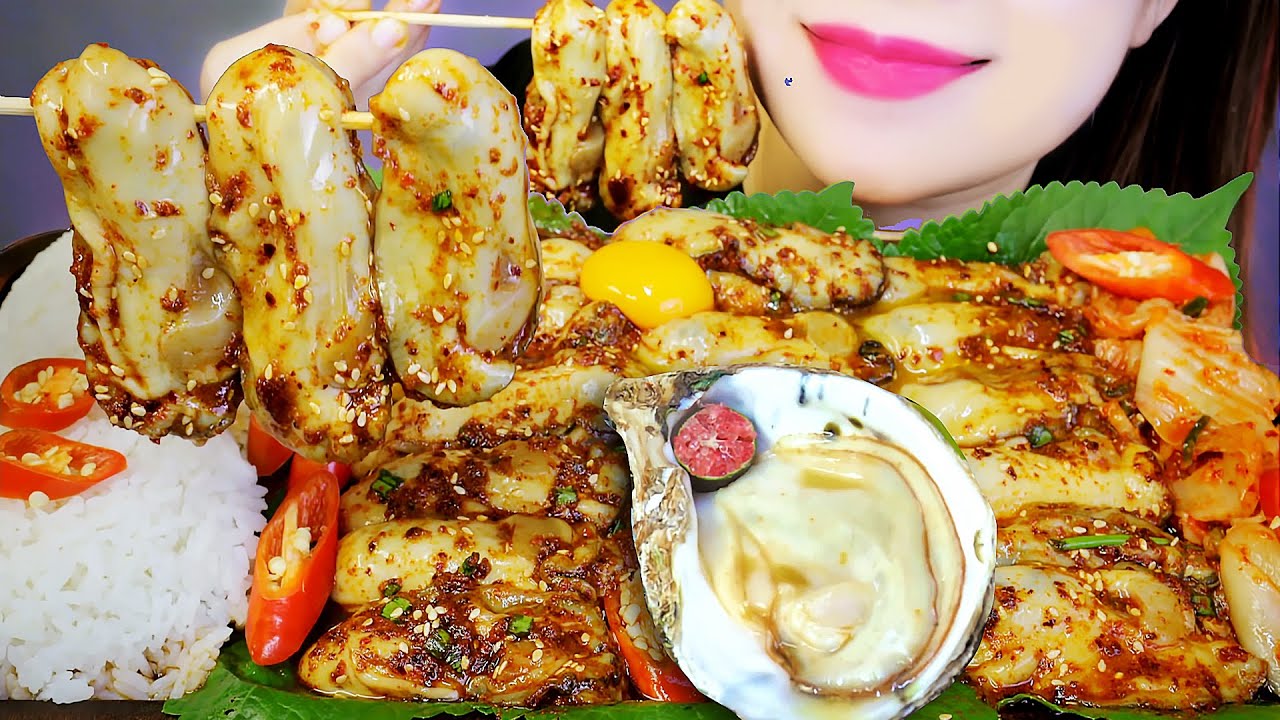 ASMR EATING RAW OYSTERS COMPILATION EATING SOUNDS | LINH-ASMR