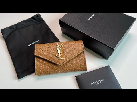 YSL Monogram Small Envelope Wallet In Grain De Poudre Embossed