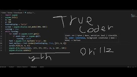 How to draw text in python with pygame  - code in description