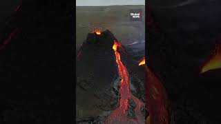 Iceland volcano: Drone footage captures close-up of lava spewing from Litli Hrutur