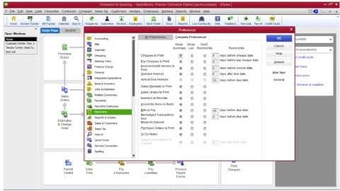 Quickbooks preferences