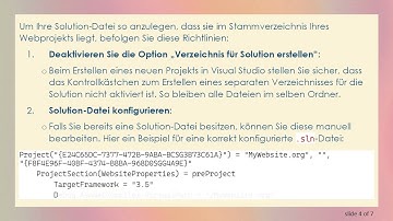 So erstellen Sie eine Visual Studio Solution-Datei (.sln) im gleichen Verzeichnis wie Ihr Webprojekt
