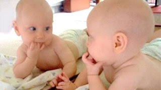 Baby Sees Mirror For The First Time - A Funny Babies Compilation 2016