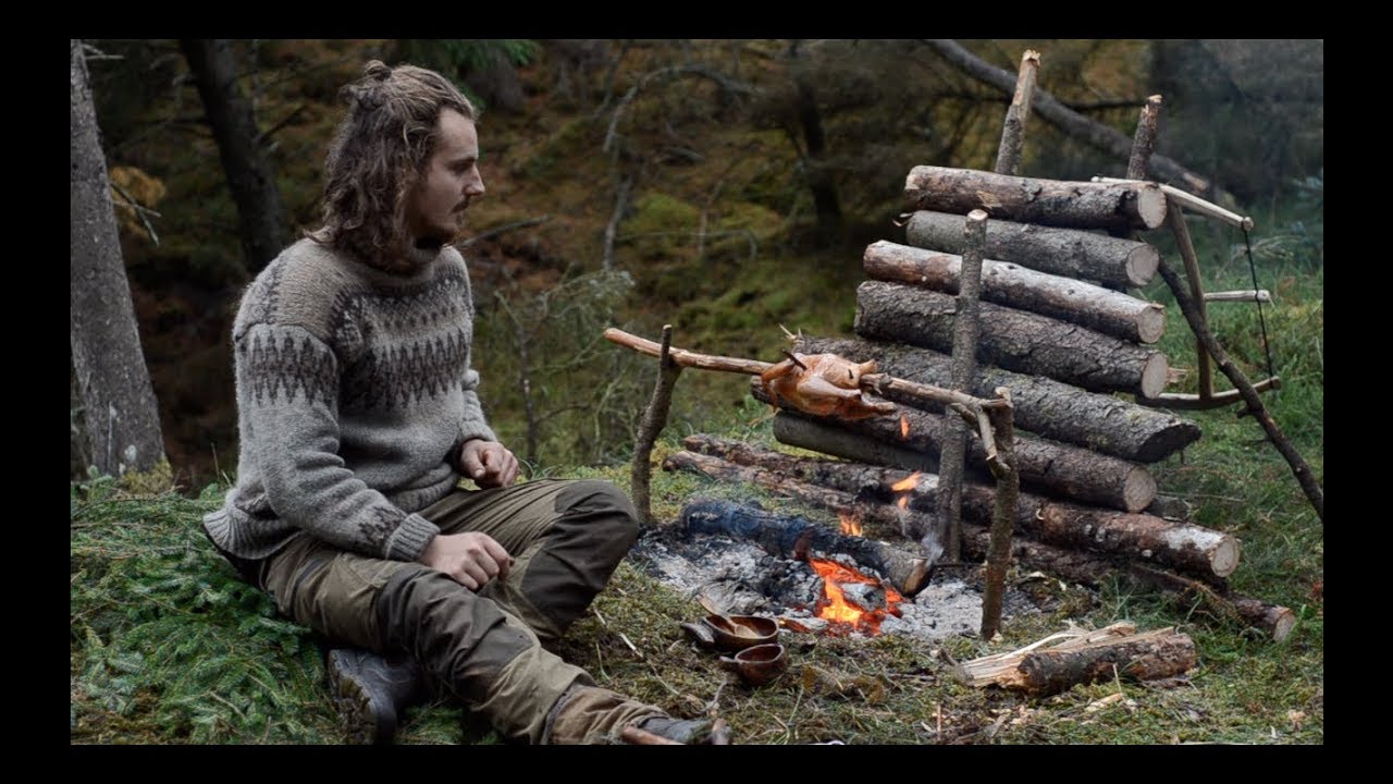 6 days solo bushcraft - canvas lavvu, bow drill, spoon carving, Finnish axe