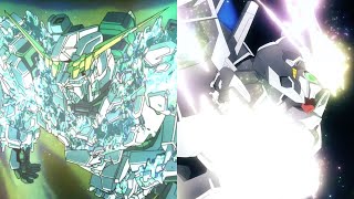 Crystal Unicorn & Calibarn Comparison (Gundam Witch From Mercury EP24 ガンダム水星の魔女 結晶体 ユニコーン キャリバーン 比較)