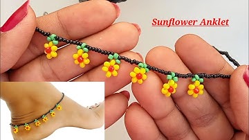 Sunfolwer Jewelry || How To Make Anklet || How To Make Jewelry || Beaded Anklet