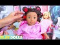 American Girl Doll Hair Salon &amp; Spa Day - PLAY DOLLS creative ideas