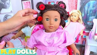 American Girl Doll Hair Salon \& Spa Day - PLAY DOLLS creative ideas