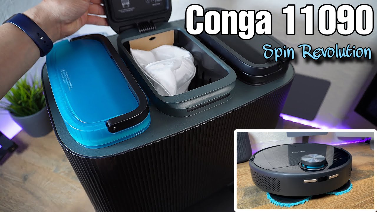 Aspirador Robot Conga Cecotec 11090 Spin Revolution HomeWash, Base  Autovaciado