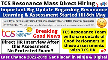 TCS Resonance Direct Hiring & Offer Letter Chance😍 Direct HR Interview😲 Resonance Assessment Started