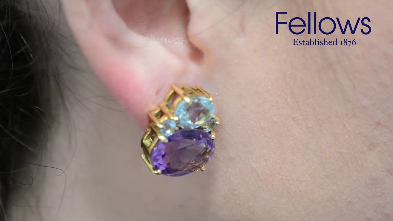 Kiki McDonough Pair Of Amethyst And Topaz Earrings