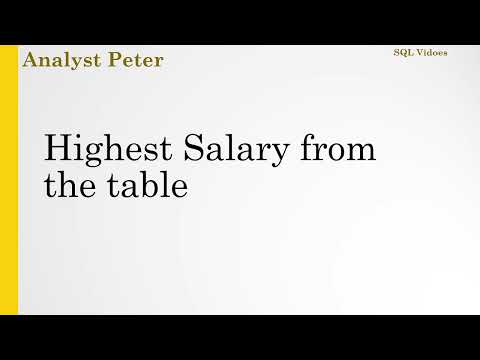 Highest Salary from Employee Table - SQL Query