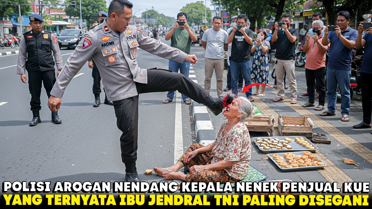 AWALNYA POLISI AROGAN SOK KERAS NENDANG NENEK PENJUAL KUE, TERNYATA IBU JENDRAL TNI PALING DISEGANI
