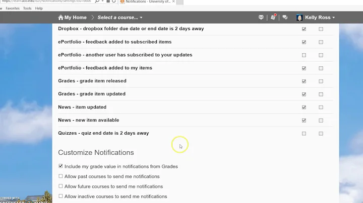 Setting Up D2L Notifications Students
