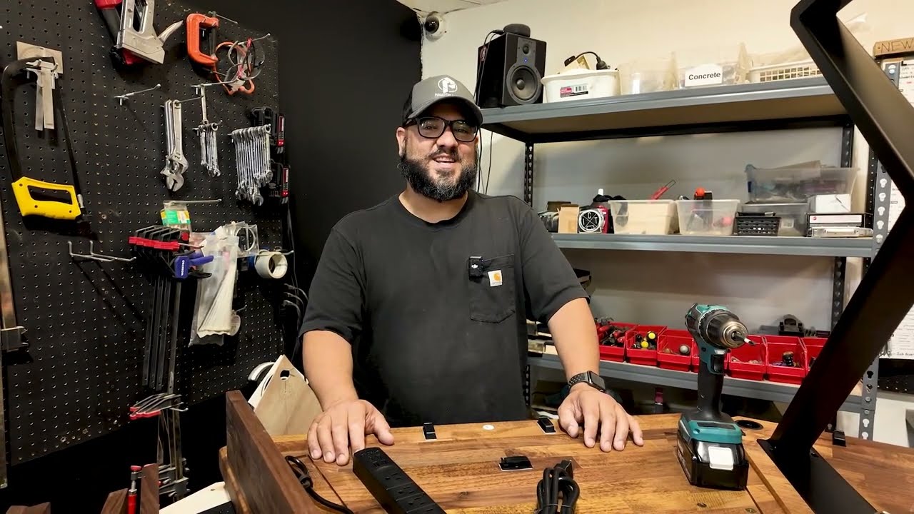 Wood Podcast Table Assembly - New Panel Hardware 2025