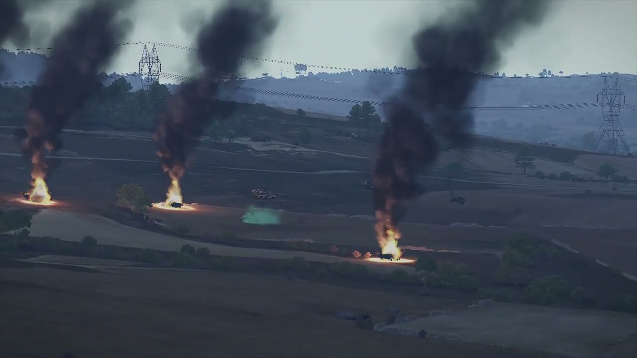 US Abrams M1A2 SEPv3 tanks engaging with a Russian convoy and destroy it completely|  Arma3 MilSim