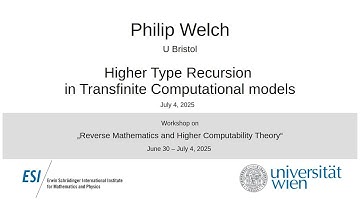 Philip Welch - Higher Type Recursion in Transfinite Computational models