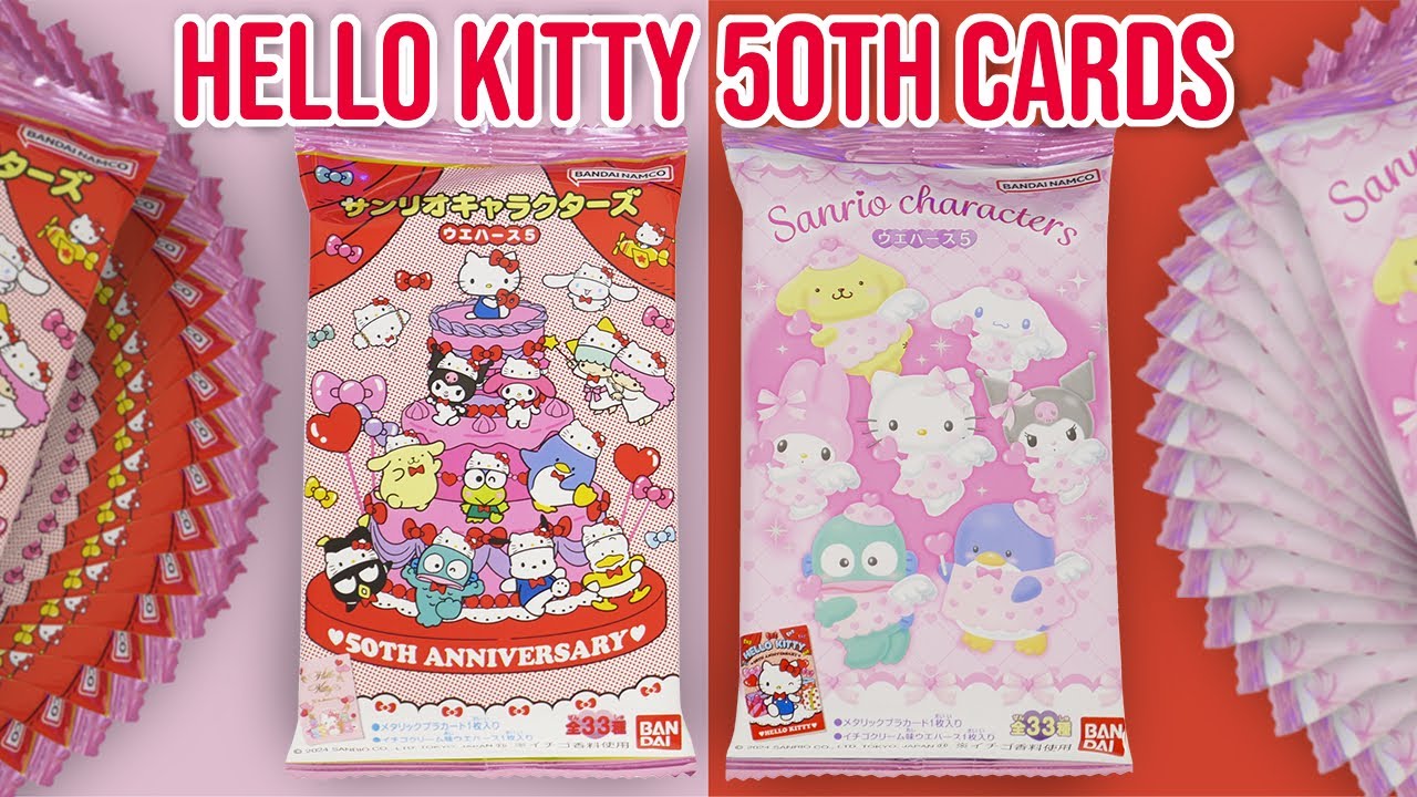 Hello Kitty 50th Anniversary カード 40枚まとめ HELLO KITTY 50TH! 40 Sanrio Wafer Card Blind Bags! - YouTube