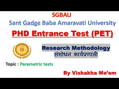 SGBAU PHD Entrance Test (PET) Research Methodology Parametric tests | PET 2022