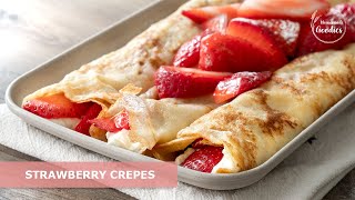🍓Strawberry & Cream Crepes | French Crepes | No Talking Recipe