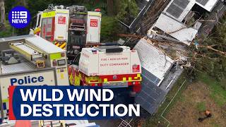 Almost 100,000 without power as damaging winds wreak havoc | 9 News Australia