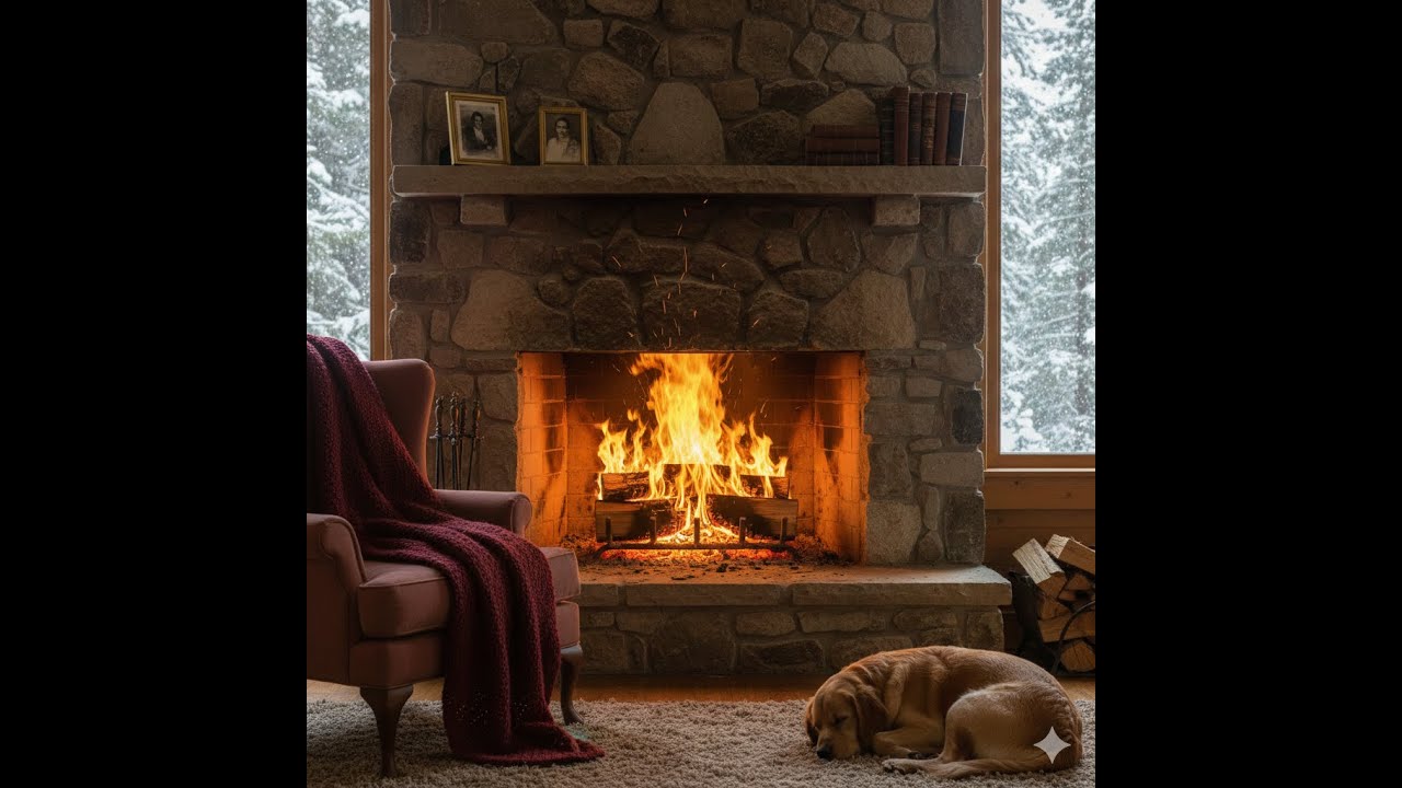 Cozy Fireplace with Crackling Fire Sounds - ASMR Relaxing Ambience for Sleep & Study