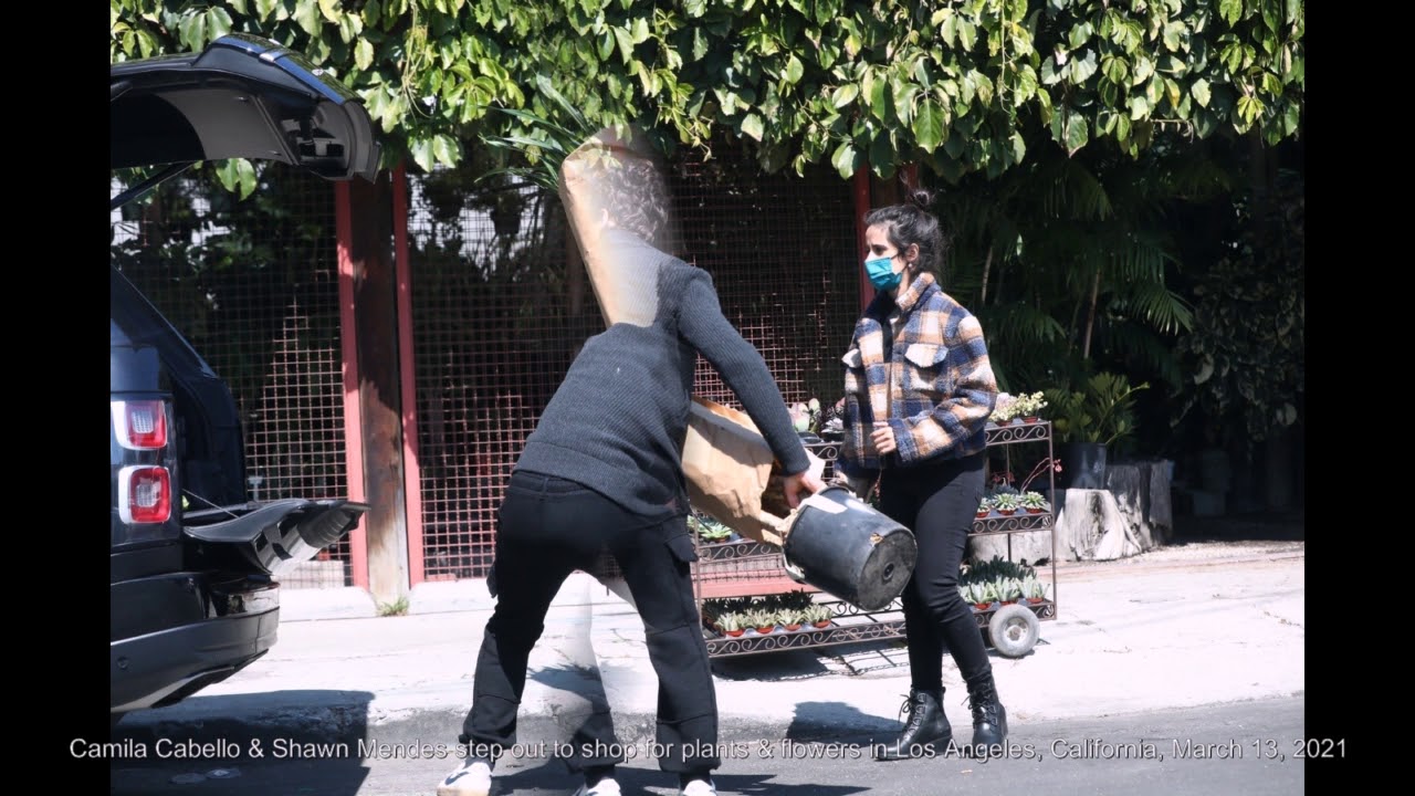 Camila Cabello & Shawn Mendes step out to shop for plants & flowers in Los Angeles, California.