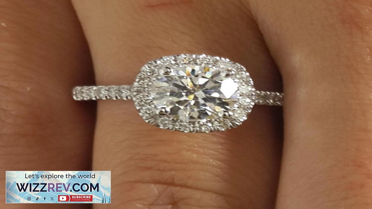 2.3 Ct Pave Halo Round Cut Diamond Engagement Ring VS2 F White