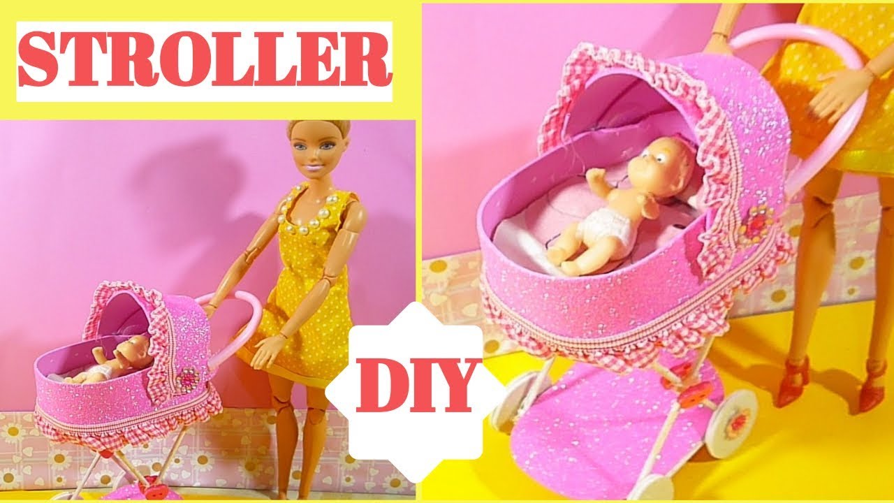 How to make a Barbie Baby doll carriage stroller. Stroller for baby
