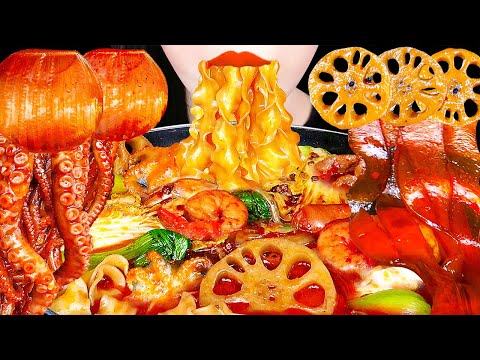 ASMR MUKBANG| SPICY SEAFOOD MALATANG 해물한판 마라탕 먹방 HOT POT RECIPE (레시피 포함) 팽이버섯, 새우 낙지 COOKING&amp;amp;EATING