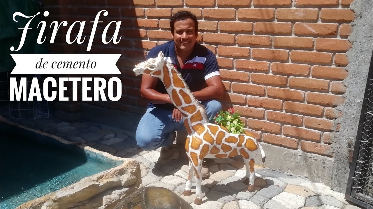 Jirafa, macetera de cemento