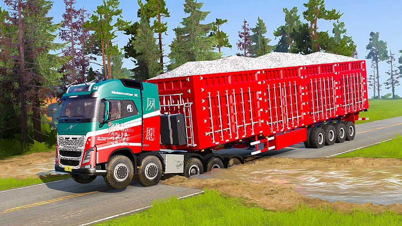 Dump Truck vs Extreme Broken Road with Speed Bumps | Spintires: Mudrunner Gameplay