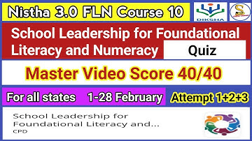 School Leadership for Foundational Literacy and Numeracy Quiz | Nistha 3.0 Module 10 Quiz Answers