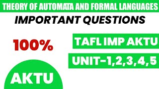 Aktu Theory of automata and formal languages important question 2025 | TAFL imp aktu 2025