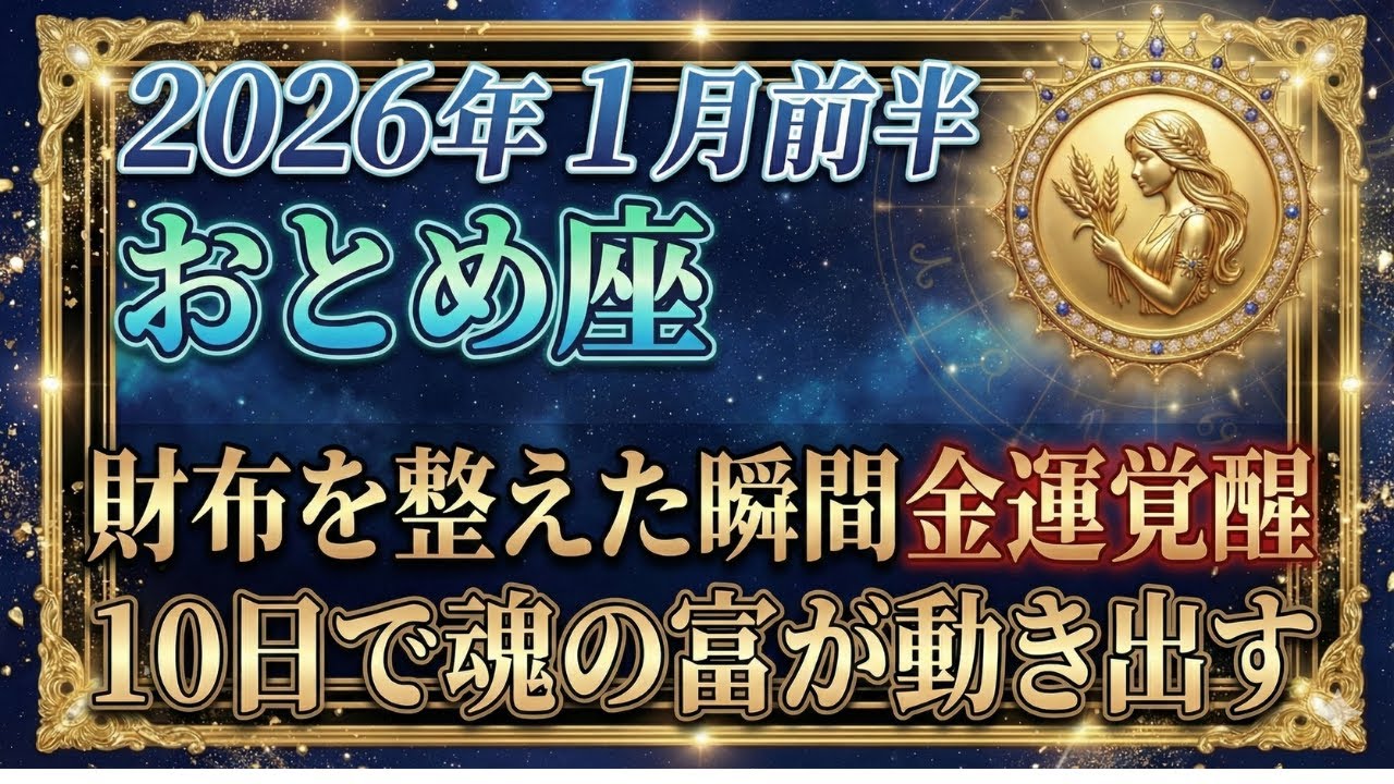 【乙女座‐金運覚醒】2026年の扉が開きます。1月前半は整えた人だけが受け取れる宇宙からの豊かさ。おとめ座の財運期を徹底解説【12星座占い】