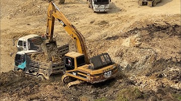 New Project Excavator Cat 320 Loading Mix Rocks Into Dump Trucks Work hard Ep17, Sub @TheDiggingCrew
