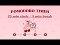 Cute Pomodoro Timer 🍒 | 25 Min Study + 5 Min Break | No Music | Aesthetic Focus Timer