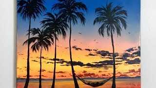 Tropical Painting STEP by STEP Acrylic Tutorial (ColorByFeliks)