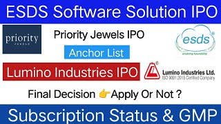 ESDS Software Solution IPO | Lumino Industries IPO | Priority Jewels IPO | Subscription & GMP | screenshot 1