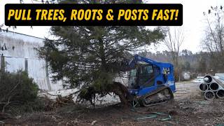 Blue Diamond Skid Steer Tree & Post Puller Attachment | Removal Demo