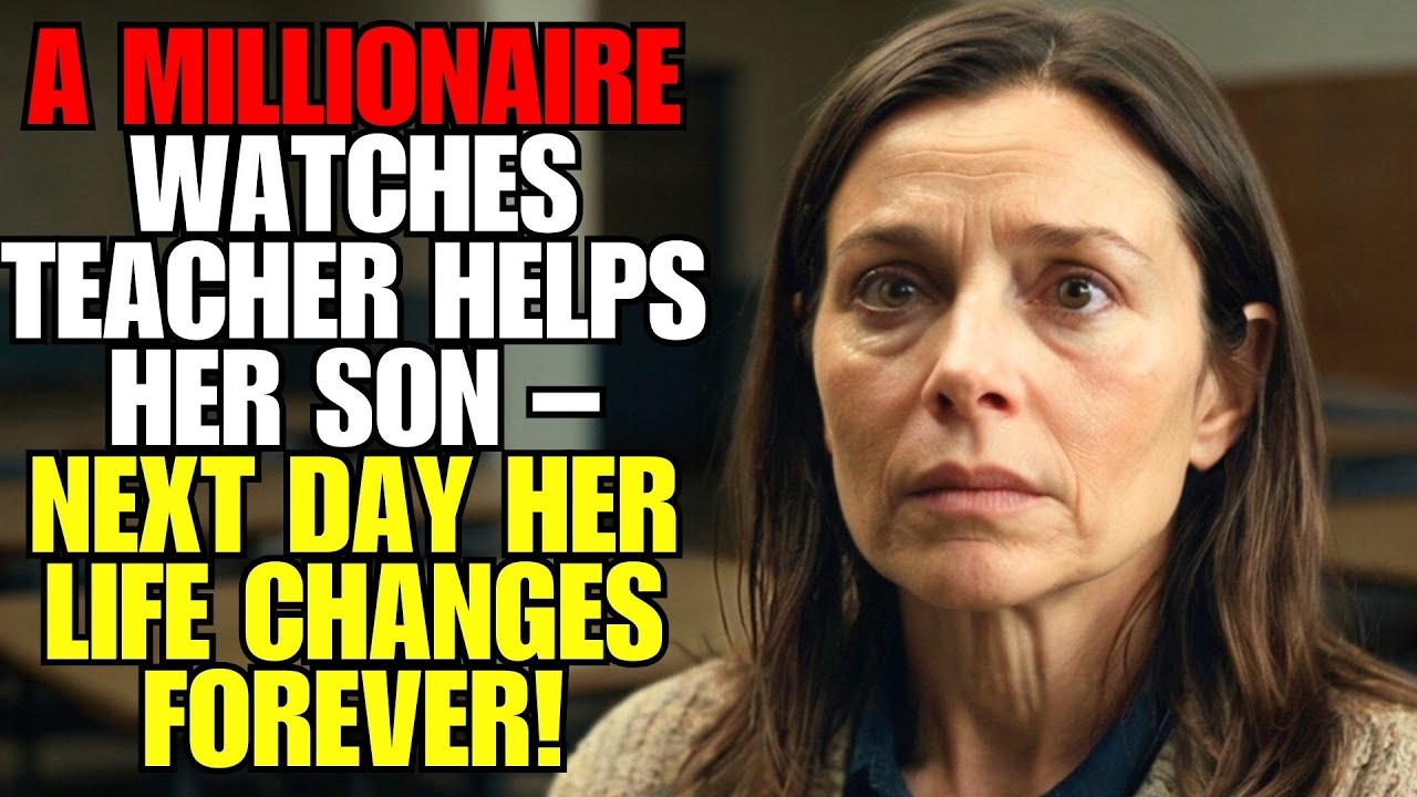 A Millionaire Watches Teacher Helps Her Son Next Day Her Life Changes