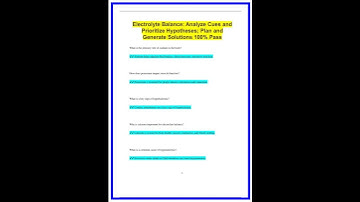 Electrolyte Balance Analyze Cues and Prioritize Hypotheses Plan and Generate Solutions 100 Pass1873