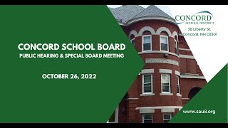 Concord School Board Special Meeting 10-26-22