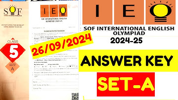 English Olympiad Set-A 2024-2025 | SOF IEO Class 5 Questions with Answer | SOF English Olympiad#ieo