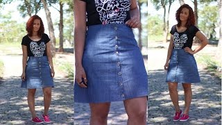 SAIA EVASÊ JEANS COM BOTÕES – MOLDE,COSTURA E LOOK por Dayse Costa