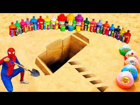 Spiderman vs. Mega Eruption of Pasta with Thor's Logo | Fanta and Coca-Cola vs. Mentos!