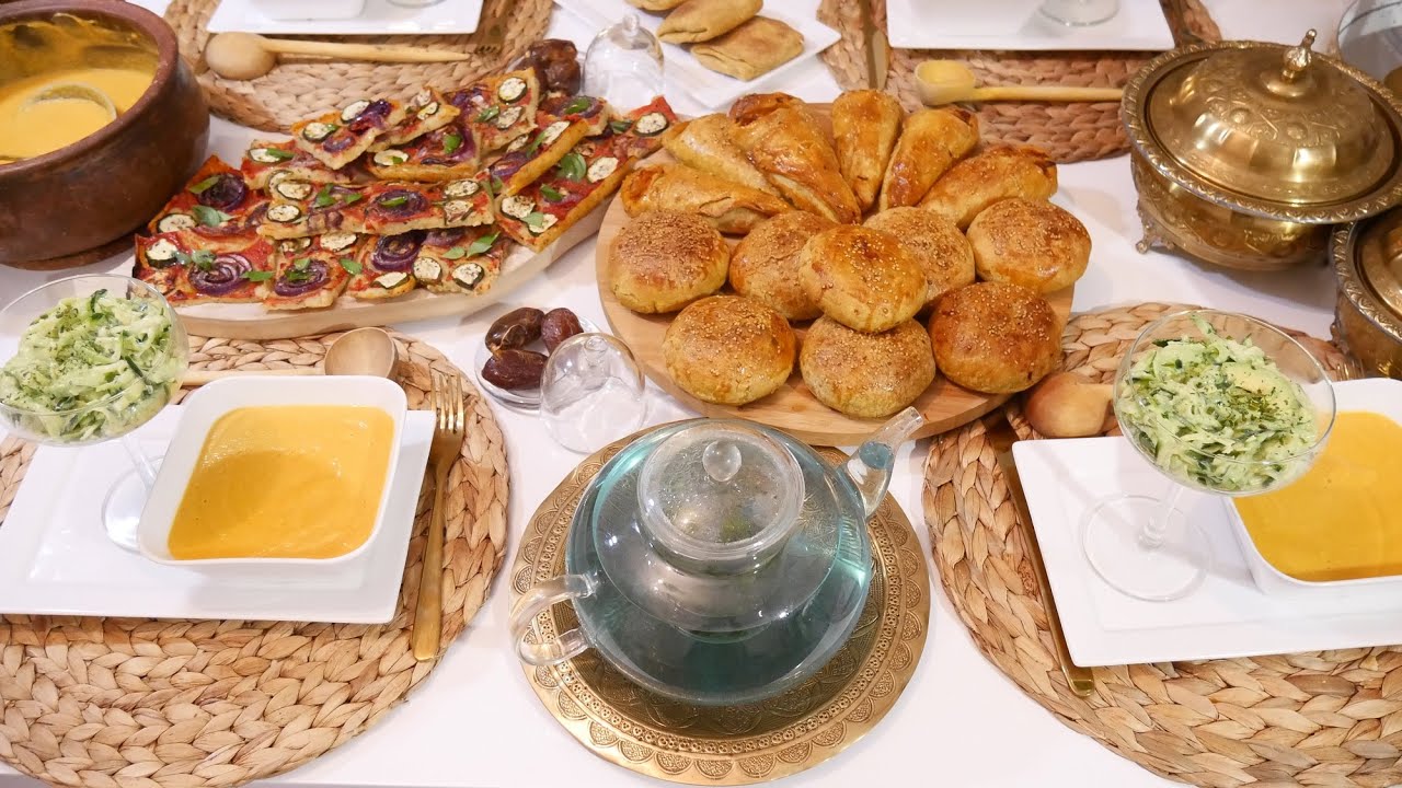 مائدة رمضانية بوصفات صحية وسهلة التحضير🌙مسمن معمر بشكلين /طورطة بدون عجين/ سلطة /بديل المايون