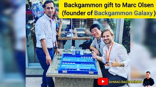 هدیه تخت نردبه مارک اولسنBackgammon gift to Marc Olsen(founder of Backgammon Galaxy)#fun #backgammon