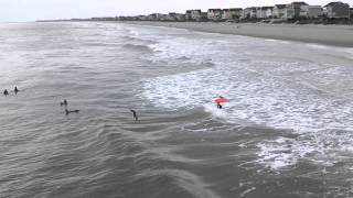 Surfers just off of the Garden city Pier