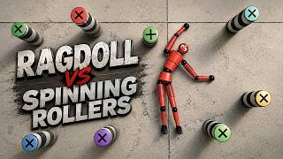 Ragdoll Vs Spinning Rollers 4K #claudeai #blenderanimation